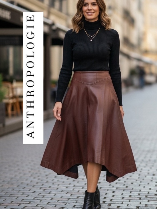 Anthropologie Dresses & Skirts - Anthropologie Brown vegan midi skirt, XXS, GD1277